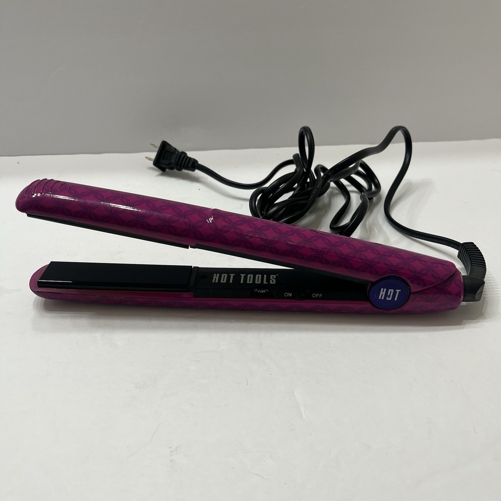Hot Tools Pretty In Pink 1" Nano Ceramic Plate Nano Salon Flat Iron Tested-Works